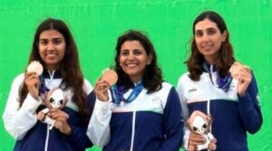 Parinaaz-Dhaliwal-Raiza-Dhillon-Maheshwari-Chauhan-India-Skeet-Womens-Team-in-Asian-Games